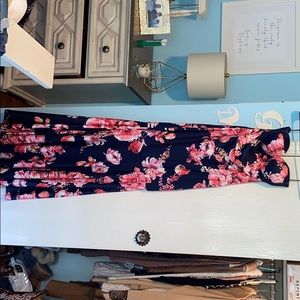 Navy blue and pink floral gown
